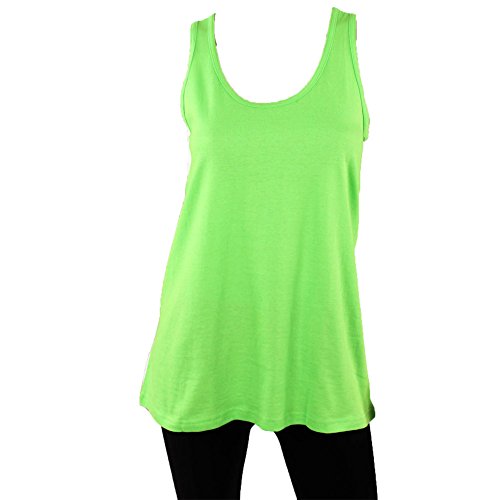 Sofra Women's Loose Fit Tank Top Relaxed Flowy Lime Green Small