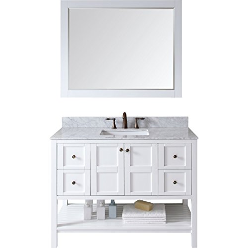 Click Here to See More Images Virtu ES-30048-WMSQ-WH Winterfell Single Bathroom Vanity Cabinet Set, 48