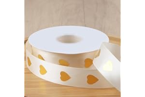 36 Yard Golden Hot Stamping Ribbon 2.5CM Width Ribbon for Gift Wrapping DIY Handmade Crafts Wreaths Floral Bouquets (Beige)