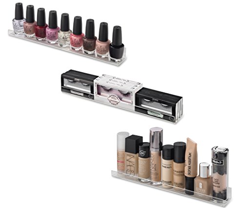 byAlegory Acrylic Wall Shelf Makeup Organizer 12 Inch Shelf | Mounting Hardware Included (5 Pack)