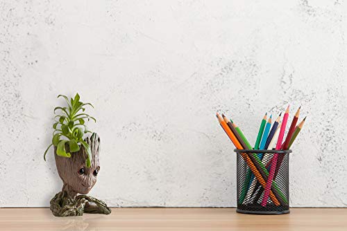 Boxiti Creative Groot Planter – Cute Baby Groot Pen Pot Ideal Gift – Groot Action Figures Pen Holders – Groot Flowerpot Baby Model Toy is Best Birthday Gift Comes Free Groot Key Ring