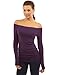 PattyBoutik Women's Off Shoulder Ruched Side Long Sleeve Blouse (Dark Purple S)
