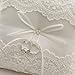 AWEHIRU Dzty Ivory Lace Pearl Wedding Ring Pillow Cushion Bearer 8.2 Inch for Beach Wedding