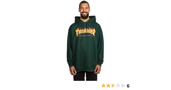 thrasher flame logo forest green hoodie
