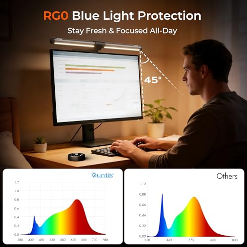 Quntis 40 cm PC Screen Lamp with Remote Control 76 LEDs, Suitable for Curved Screens, Adjustable Brightness and Temperature, Monitor Light Bar Anti-Blue Light Bar for Office Reading Gaming