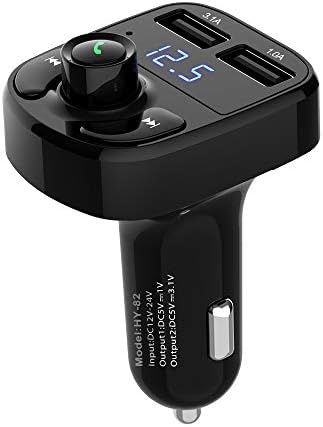 Bluetooth FM Transmitter for Car, Anguo Wireless FM Radio Transmitter Adapter Car Kit, with Dual USB Car Charging Ports, Hands Free Calling, MP3 Music Player Support TF Card, USB Disk