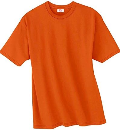 Hanes Adult Contemporary Fitted narrower Ribbed Collar Ring Spun Nano T Shirt, Orange, X-Large