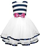 Maygold Little Girls Dresses Sleeveless Stripes Tulle Tutu Party Dress Size 2 - 7 T