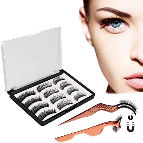 Magnetic Eyelashes, 3D Black Dual Magnetic Eyelases, Ultra Solf and Long for Entire Eyes, Glamorous, Natural Look, Handmade Reusable False Eyelashes 3 Styles with 2 Professional Tweezers (12 PCS)