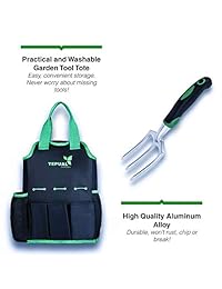 Juego de 9 herramientas de jardín Tepual Garden. Herramientas de jardinería para hacer el regalo perfecto para mujeres y hombres. Viene con bolsa de herramientas y rodillera para mayor comodidad. Incluye un par de guantes .