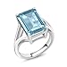 Gem Stone King 925 Sterling Silver Sky Blue Topaz Solitaire Ring For Women (8.70 Cttw, Emerald Cut 14X10MM Gemstone Birthstone, Available In Size 5, 6, 7, 8, 9)