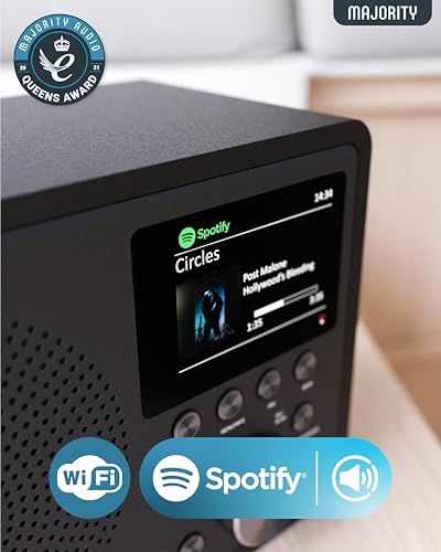 MAJORITY Touro Internet Radio WLAN DAB+ Radio with Bluetooth, DAB Plus Radio Kitchen Radio, Internet WLAN with DSP Speaker, Digital Radio, Frontier Oktiv App Control