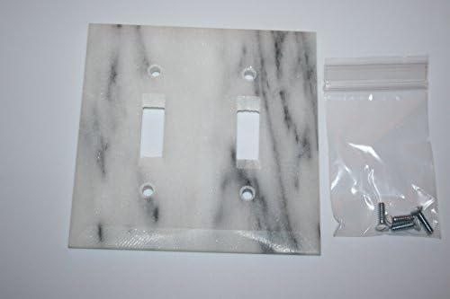 Natural Marble White/gray Wall Plates Switch covers beveled edge construction remodel (Double toggle)