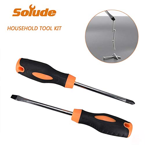 SOLUDE Home Repair Tools Sets,82 Pieces Saw Screwdrivers Sets General Household Hand Tool Kits with Plastic Toolbox Storage Case