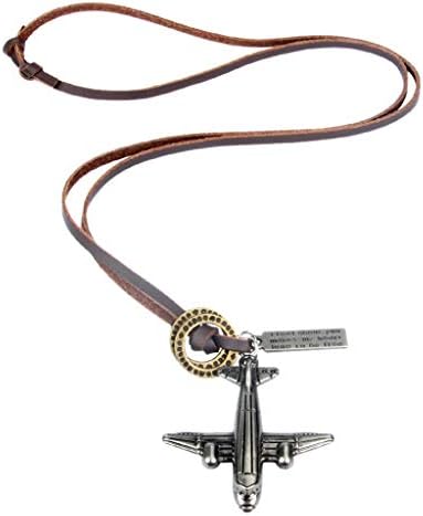 ネックレス ギフト メンズ レザー ペンダント 飛行機形 アクセサリートップ 鎖骨チェーン プレゼント