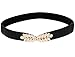 uxcell Women Leaf Shaped Interlocking Buckle 2.5cm Wide Stretch Cinch Belt Black One Size