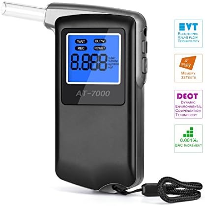Professional Breathalyzer Portable Breath Digital Display Alcohol Tester with 6 Units Modes & 10 Mouthpieces