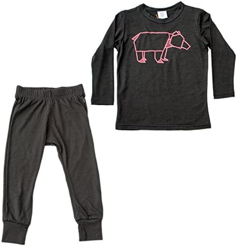 Kid Winter Merino Pajamas Designer Set for Kids and Toddlers, Black, Size 4/5