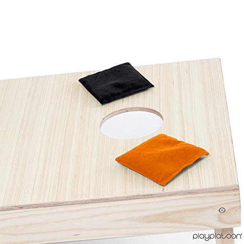 Premium Weather Resistant Duckcloth Cornhole Bags - Set of 8 Halloween Bean Bags for Corn Hole Game - Regulation Size & Weight - 4 Orange & 4 Black