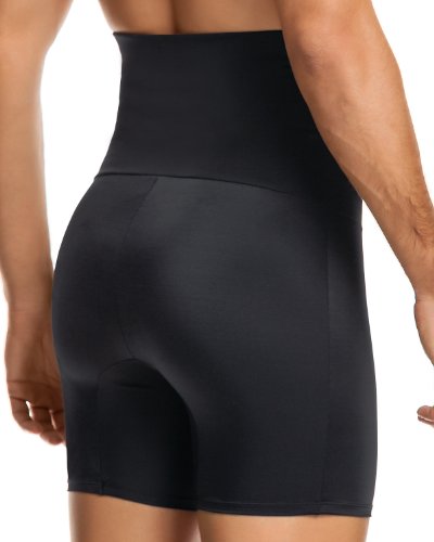 LEO High Waist Slimming Tummy Abs Shaper with Boxer Brief for Men Black - Thumbnail 3