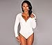 Zeagoo Women V-neck Stretch Bodysuit Bodycon Playsuit Sexy Jumpsuit Tops White Small