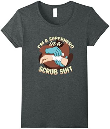 Womens I'm a Superhero in a Scrub Suit Large Dark Heather