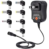 POWSEED 12W Universal AC Adapter Power Supply DC 3V 4.5V 5V 6V 7.5V 9V 12V for Household Electronics CCTV IP Camers Routers Speaker Tablet Webcam USB Devices Multi Voltage 1000mA Wall Charger Cord