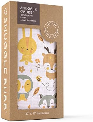 Organic Muslin Swaddle Blanket from Snuggle Bubb - Premium Natural Cotton - Size XL - Luxuriously Soft - Prewashed - Unisex For Newborn Baby Boy or Girl