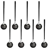 Pack of 8, Black Stainless Steel Espresso Spoons, findTop Mini Teaspoons Set for Coffee Sugar Dessert Cake Ice Cream Soup Antipasto Cappuccino, 5.3 Inch