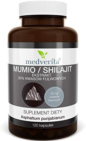 MEDVERITA Mumio/Shilajit Extract of 20% fulvic acids 120 Caps | Strong Bones | Strengthens Immunity