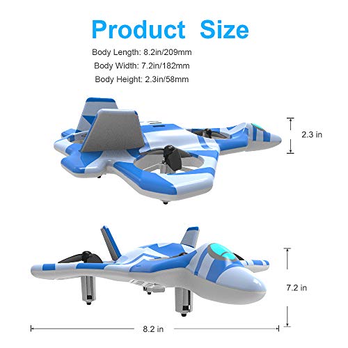 Zego F22 Remote Control Drone for Kids and Beginner Jet with 360° Flip, 2.4GHz 6-Axis Gyro Control System and 4 Blade Propellers,Best Gift for Kids (Blue) - Thumbnail 3