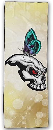 Yoga Towel By FITNESS X STOREYoga Towel Non Slip Skeleton &amp; Butterfly Sea BeachImprove Your Grip In Hot Yoga