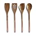 Wooden Cooking Utensils with Rose Gold Hammered Handles - Includes Wood Serving Spoon, Wooden Corner Spoon, Wooden Spatula, Wood Turner - Perfect Multi-Purpose Cooking and Copper Serving Utensils