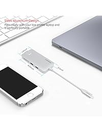 Lenovo adaptador Hub, tipo C USB C con puerto HDMI, puerto Gigabit Ethernet, USBC Puerto de carga, 2 puertos USB 3.0 y 1 USB 2.0, SD TF Card Reader, para MacBook Pro y más dispositivos USB C, Plateado