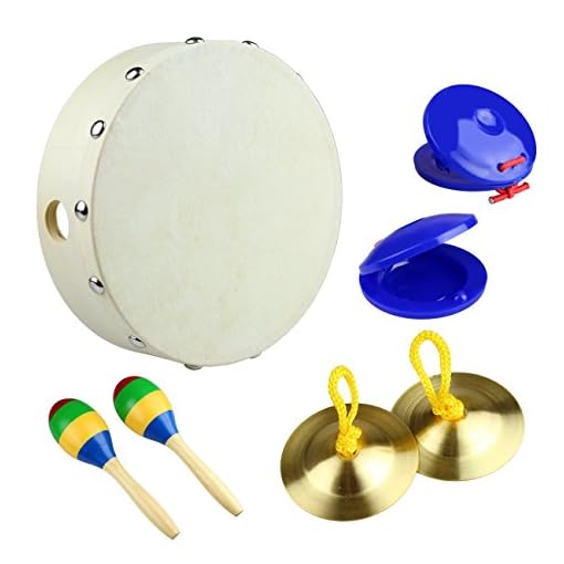 Tera 10Pcs Rhythm Percussion Music Instrument Drum Bells Maracas Castanets Enlighten Toys Kit for Baby Children Kids - Image 3