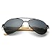 VeBrellen Men's Sunglasses Bamboo Wood Arms Classic Mirrored Sunglasses For Men & Women (Black Frame With Gray Lens, 60)