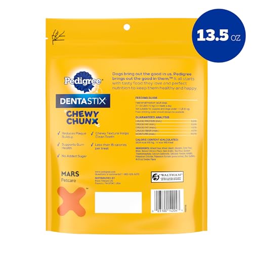 PEDIGREE DENTASTIX CHEWY CHUNX SMALL & MEDIUM DOG TREATS CHICKEN FLAVOR, 13.5 OZ. BAG