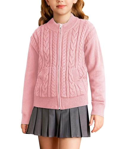 Pink Long Sleeve Knit Cardigan Sweater