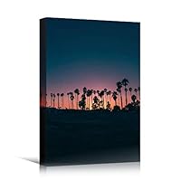 Canvas Wall Art Silhouette Palm Tree Bedroom Multicolor Nature Neon Photography Trees Tropical Urban - 12x18 inches