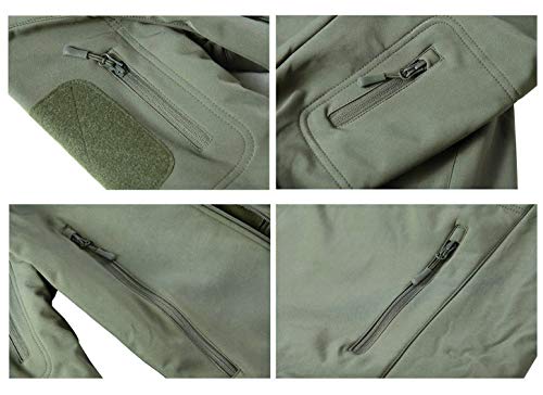 KEFITEVD Tactical Softshell Jacke Herren Fleece Gefüttert Wasserabweisend Atmungsaktiv Outdoorjacke mit Kapuze Angeln… – Bild 8