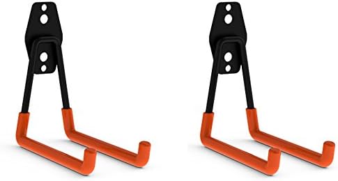FRMSAET Space Saver Of 2 Orange Wall Mounted Tool Hanger Ideal For Kitchen Basement Garden And Garage,Heavy Duty Steel U-storage Utility Hook Garage Organizer-Easy Installation With Screws Included.