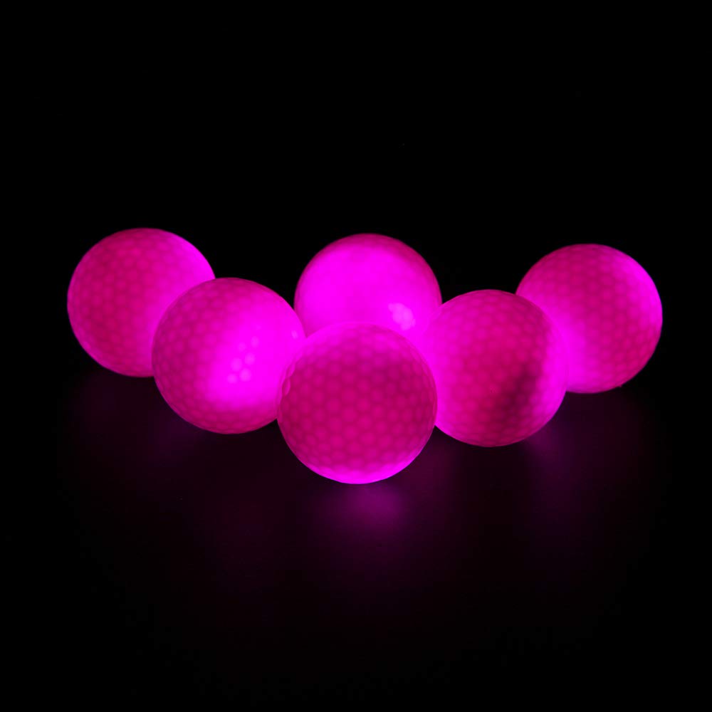 ILYSPORT LED Light up Golf Balls, Glow in The Dark Night Glow Golf Balls (Pink)