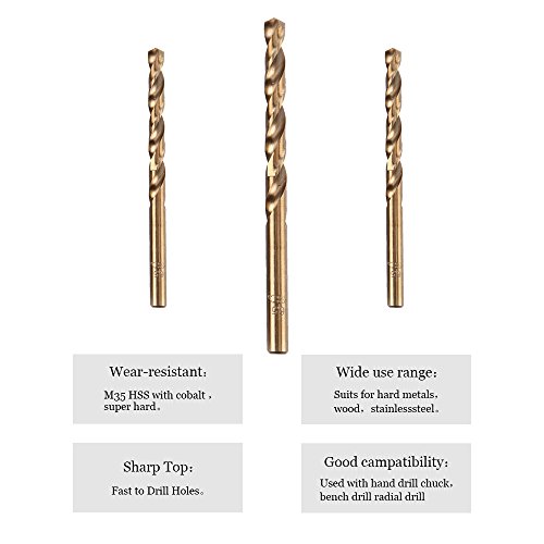 Wrightus Metric M35 Cobalt Steel Twist Drill Bit Set HSS Extremely Heat Resistant with Straight Shank to Cut Through Hard Metals Like A Hot Knife Through Butter,Such as Stainless Steel,Titanium Alloy