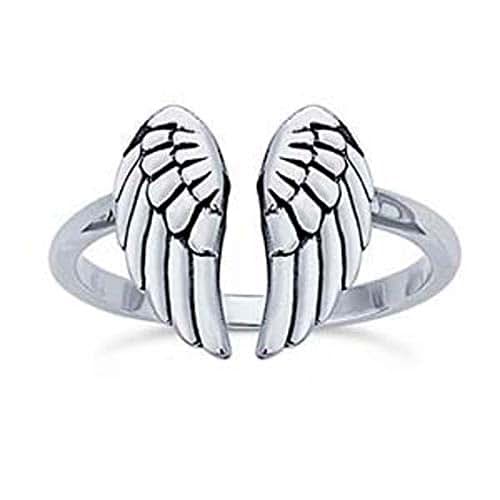 Sterling Silver Angel Wings Ring, Adjustable Handmade