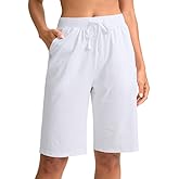 G Gradual Women's Bermuda Shorts 11" Knee Length Long Comfy Drawstring Walking Shorts for Women with Deep Pockets
