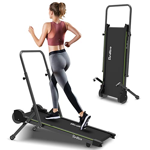 Redliro Manual Treadmill, Non Electric Treadmill with 300 LBS