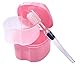 Bearals Denture Box, Denture Cup, Denture Case with Brush, Denture Bath Cleaning Soaking Cup with Strainer, Mouth Guard Night Gum Retainer Container (Pink)