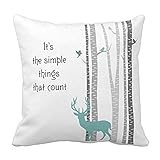 Moonight Square Decorative Throw Pillow Case Cushion Cover Birch Trees with Deer Throw Pillow 16 X 16 Two Sides Printed
