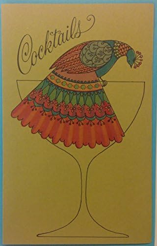 Vintage 1970s Peacock "Cocktails" Elegant Party Invitations- 10 Fill-in Invitation Cards and Envelopes