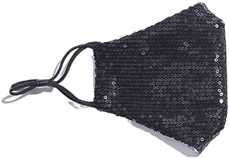 Black Sequin Face Mask, Reusable, Washable, Bling Glitter Sparkly Party Face Mask - Image 5